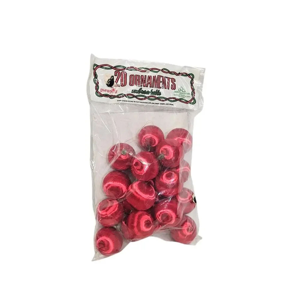 Vintage Rauch Pyramid Red Satin Balls Bag Of 20 Unbreakable Christmas Ornaments